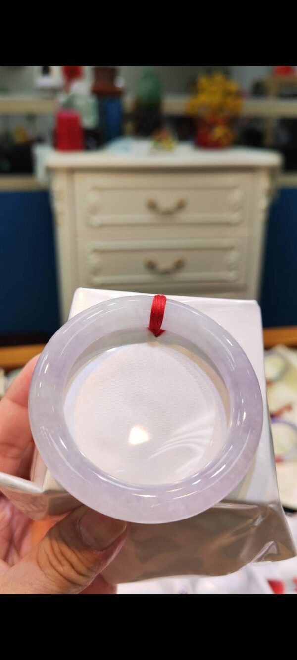 冰種淡粉紫羅蘭圓骨正圈胖胖鐲 🌸                          💜 天然緬甸玉A貨