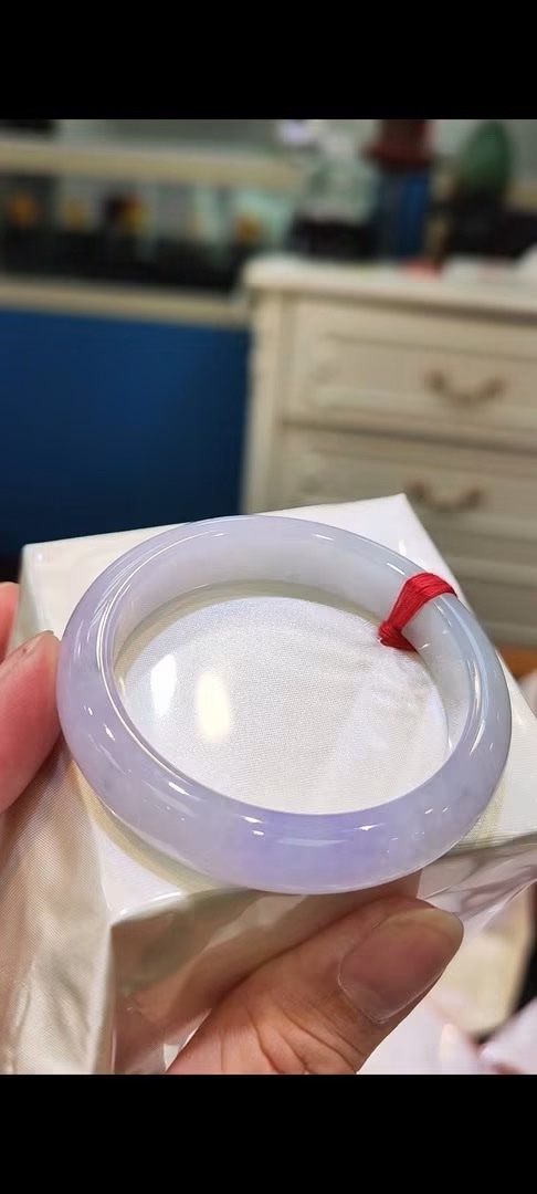 🌸 冰種淡紫羅蘭正圈手鐲｜天然緬甸玉A貨 🌸