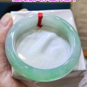 ✨冰透超寬版飄綠花正圈手鐲💚 天然緬甸玉A貨