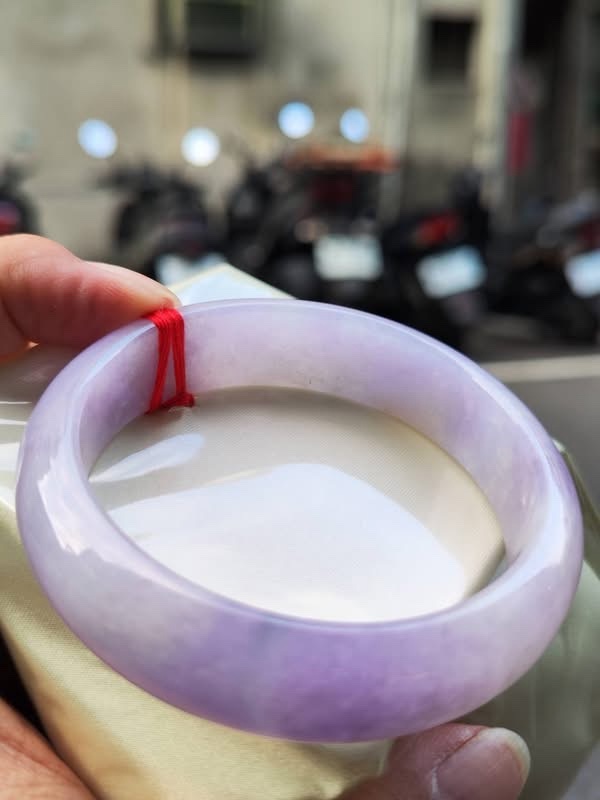 🌸 超寬版濃豔粉紫羅蘭手鐲｜天然緬甸玉A貨 🌸
